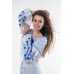 Boho Style Ukrainian Embroidered Folk  Blouse "Starry Sky" blue on white